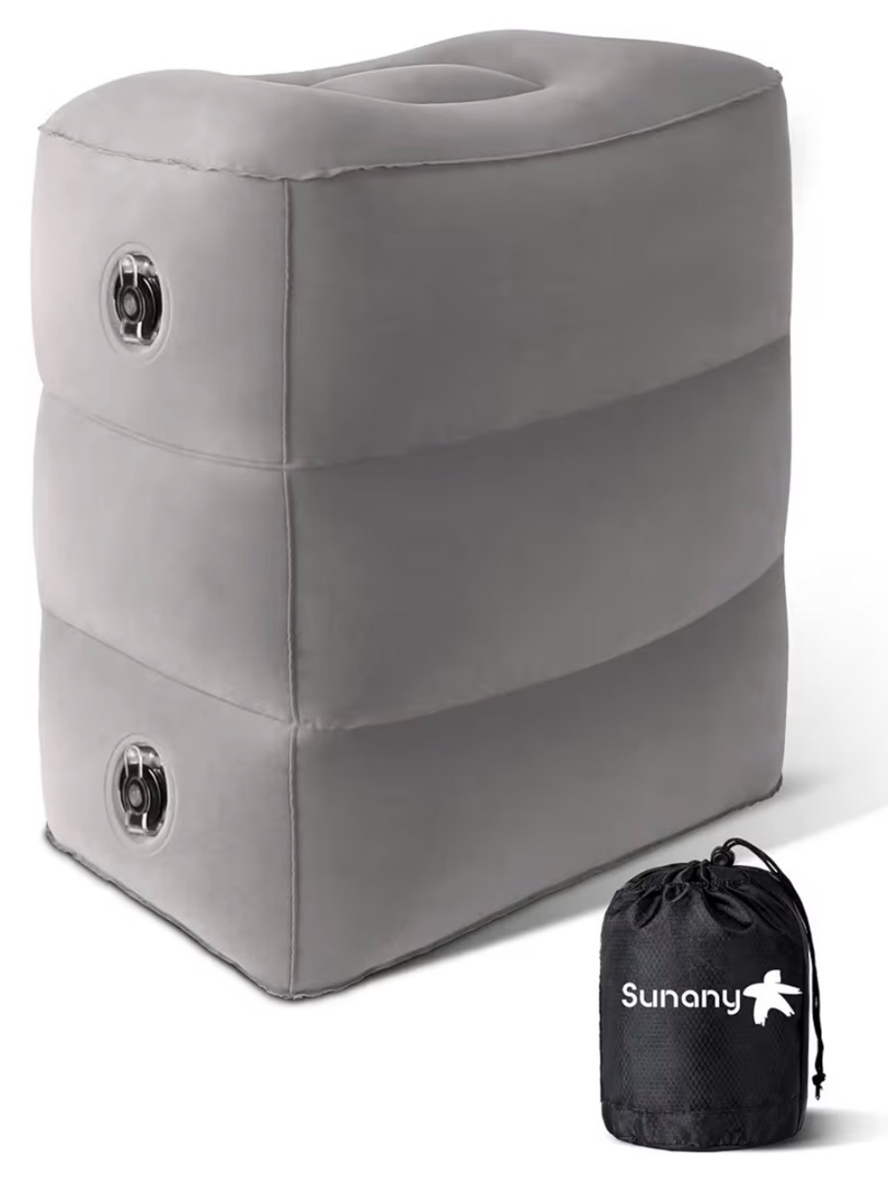 Gray Inflatable Travel Footrest Pillow NEW IN BOX